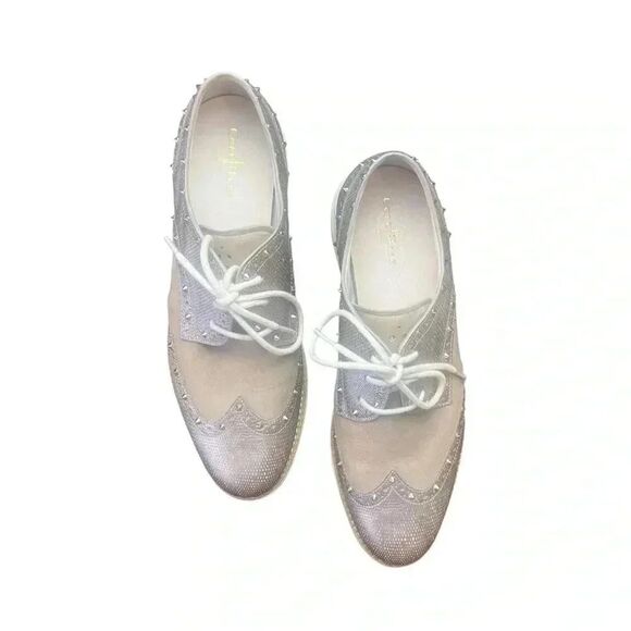 Cole Haan Rose Gold Wingtip Studded Oxford Size 8.5 - Picture 2 of 6